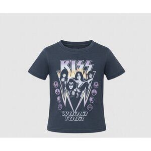 Kiss World Tour 2022 Gray Graphic Band T Shirt Infant Toddler Size 18 Months